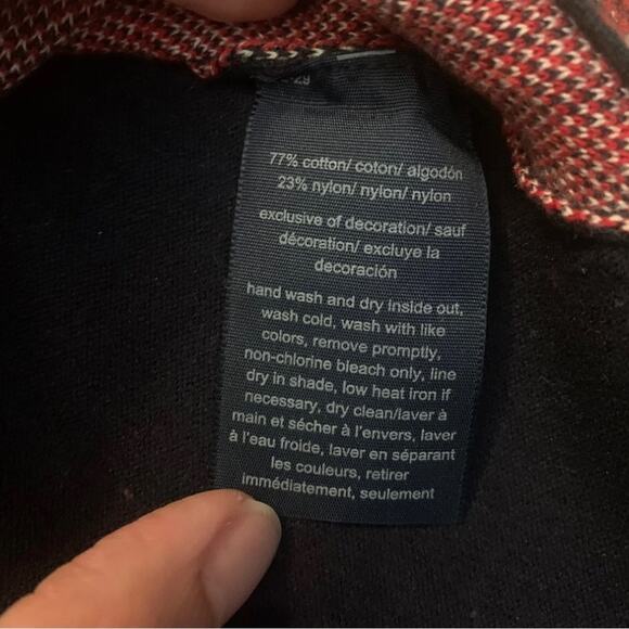 Tommy Hilfiger Plaid Navy Blue Red Short Sleeve Sweater Top Size Small Checkered - Picture 5 of 10